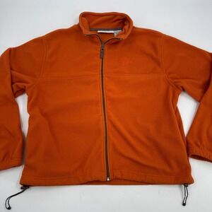 Vintage Boeing Men's Orange Fleece Full Zip‎ Jacket Large Y2K